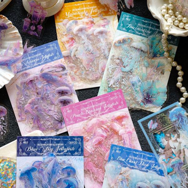 コラージュ 素材 シール 水母 くらげ 海月 クラゲ 海 ジャンクジャーナル アンティーク ヴィンテ...