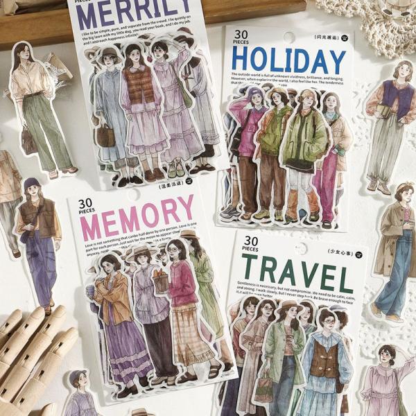 コラージュ 素材 シール 人物 女の子 女性 ジャンクジャーナル アンティーク ヴィンテージ レトロ...