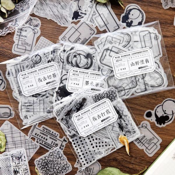 コラージュ 素材 シール 硫酸紙 英語 フレーズ 墨 タグ ラベル フレーム おしゃれ アクセント ...