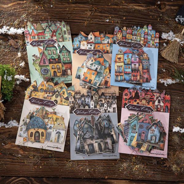 コラージュ 素材 シール 家 町 建物 童話 町並み ドールハウス 街並み 絵本 ジャンクジャーナル...