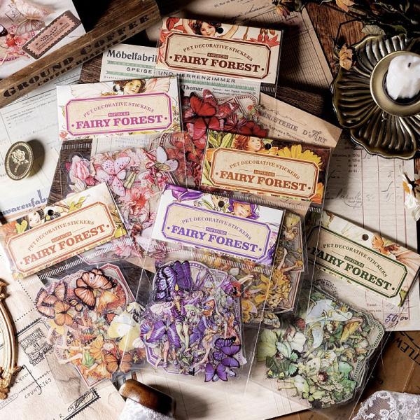 コラージュ 素材 シール 妖精 フェアリー 小人 蝶 蝶々 バタフライ 花 ジャンクジャーナル 海外...