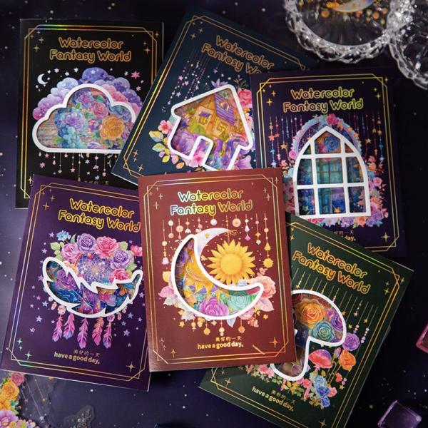 ST717 カラフル 花 月 太陽 キノコ 窓 窓枠 ドア 扉 家 建物 コラージュ素材 コラージュ...