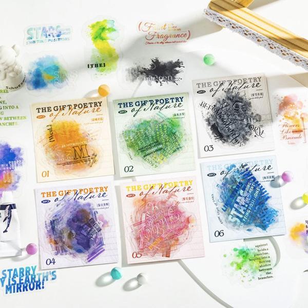 ST749 英字 フレーズ 英語 英単語 滲み 水彩 グラデーション 装飾 飾り コラージュ素材 コ...