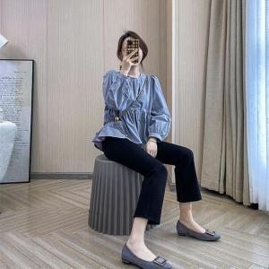 フレアパンツ マタニティパンツ ボトムス 9分...の詳細画像2