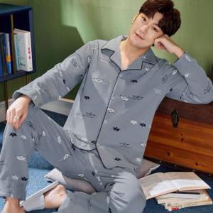 パジャマ メンズ 長袖 前開き 綿 薄手 上下...の詳細画像4