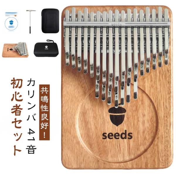 41音 カリンバ 初心者セット 親指ピアノ サムピアノ 楽譜 教本 入門書 ケース 指サック チュー...
