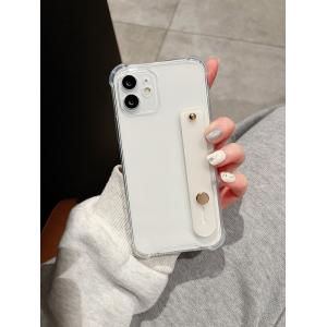 携帯アクセサリー スマホケース クリア携帯ケース リストバンドホルダー付き iPhone アイフォン スマホケース