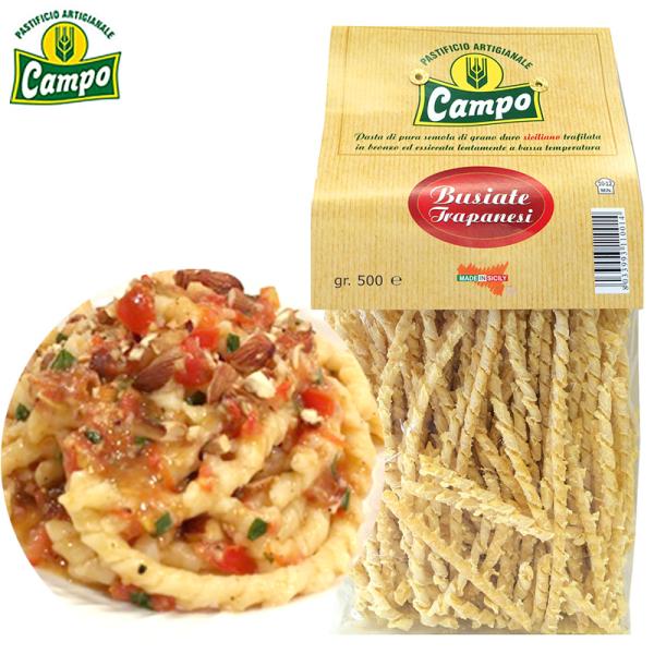Campo カンポ Busiate ブジアーテ 500g 乾燥太巻きパスタ シチリア産デュラム小麦1...
