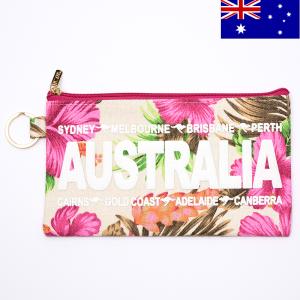オーストラリアフラットポーチ 3個セット 11×20cm キャンバス生地 マルチポーチ 筆箱 筆記具...