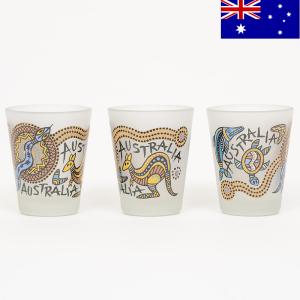 アボリジニショットグラス 3個セット 6cm アボリジナル カンガルー おみやげ 酒器 オーストラリア土産 雑貨 海外 輸入の商品画像