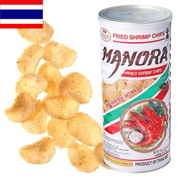 MANORA マノーラ フライドシュリンプチップス缶 90g エビ 海老 スナック THAILAND...