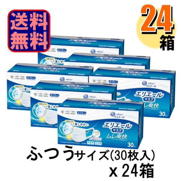 ケース販売 マスク エリエール ムレ爽快 日本製 ふつう 30枚入 1ケース24箱入 爆買