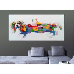 アートパネル　『カラフルな犬』　40x80cm x 1枚　手描き　インテリア｜ec71276