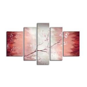 アートパネル　『桜の花III』　25x90cm他、計5枚組セット　手描き　インテリア｜ec71276