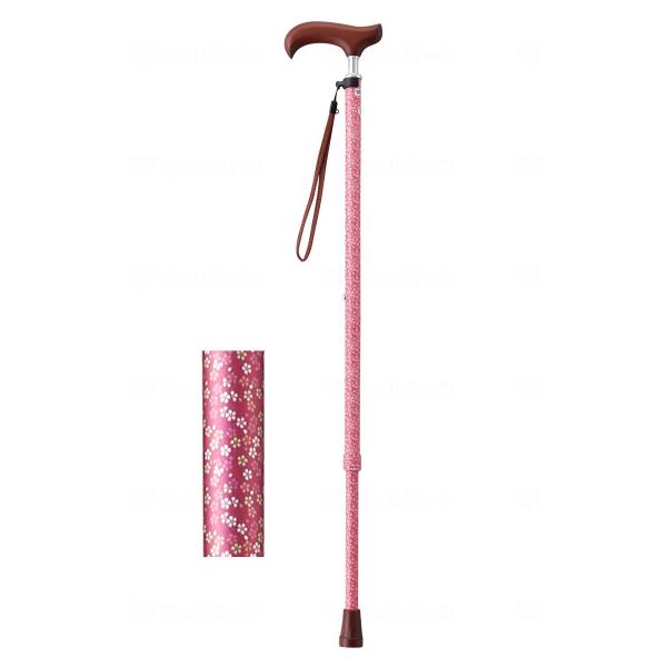 ギフトボックス仕様 夢ライフステッキ スリムネック伸縮スリムタイプ(柄) 小花Xちりめん