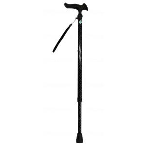 フジホーム かるがも オム 伸縮ステッキ S・M兼用 杖 千鳥格子・ストライプ・ブラック格子・木目ミ...