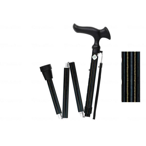 フジホーム かるがも オム 折畳ステッキ M兼用 杖 千鳥格子・ストライプ・木目ミディアム