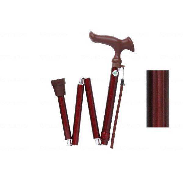 フジホーム かるがも オム 折畳ステッキ M兼用 杖 千鳥格子・ストライプ・木目ミディアム