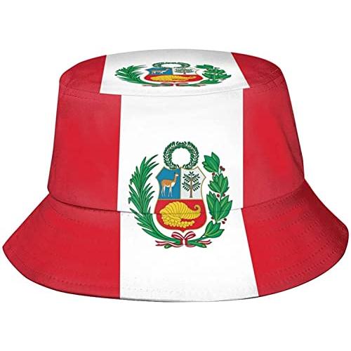 ペルー国旗バケツ帽子男女共用漁師帽子釣り大人の女性男性用サンキャップ