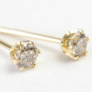ダイヤモンド ピアス 一粒 18金 K18 ゴールド ブラウンダイヤ