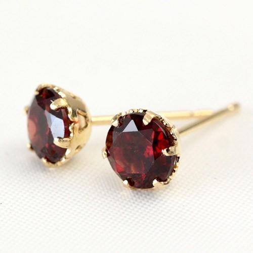 ピアス レディース ガーネット レディース 5.0mm K18 K14 プラチナ