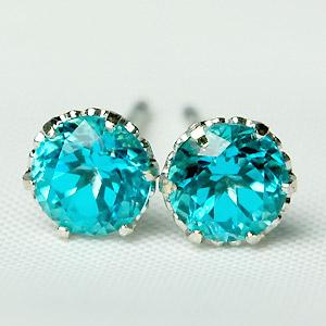 ピアス トパーズ パライバブルー プラチナ Pt900 K18 K14  4.0mm