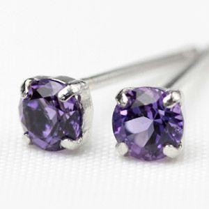 ピアス レディース アメジスト プラチナ pt900 3.0mm