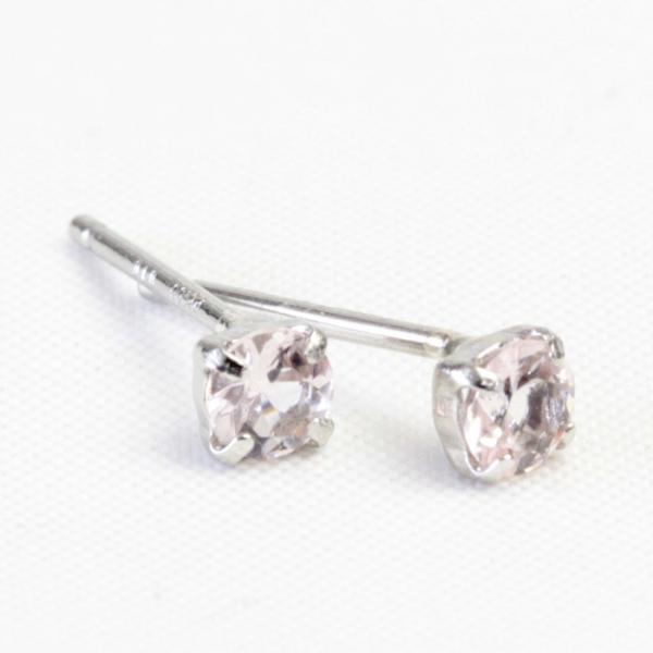 ピアス レディース モルガナイト プラチナ Pt900 4月 ピンクアクアマリン 3.0mm