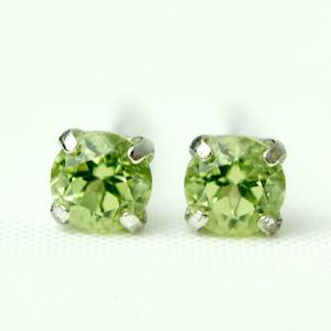 ピアス レディース ペリドット プラチナ pt900 3.0mm