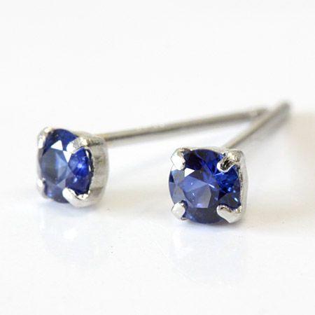 ピアス レディース サファイア ブルーサファイア プラチナ pt900 3.0mm