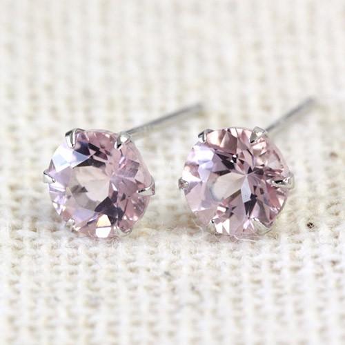 ピアス レディース モルガナイト プラチナ pt900 ピンクアクアマリン 5.0mm 4月