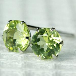 ピアス レディース ペリドット プラチナ pt900 4.0mm