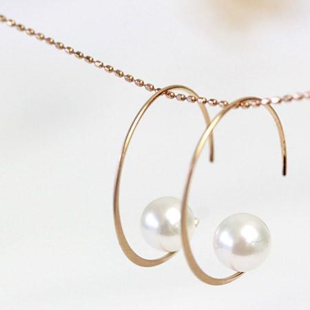 フープピアス ピアス レディース 18k k18 パール あこや 本真珠 サークルピアス 6.0mm...