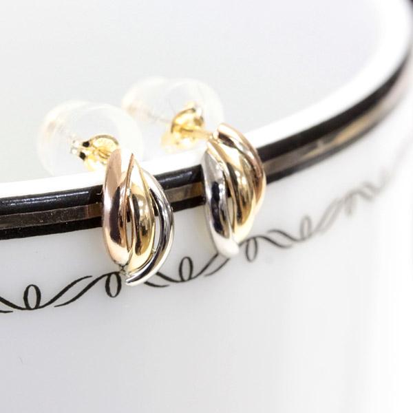 ピアス プラチナ K18 スリーカラー 地金ピアス Pt900 K18ゴールド