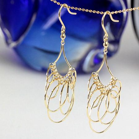ピアス レディース 揺れる 18金 18k K18 K14 ゴールド アメリカンフックピアス リング