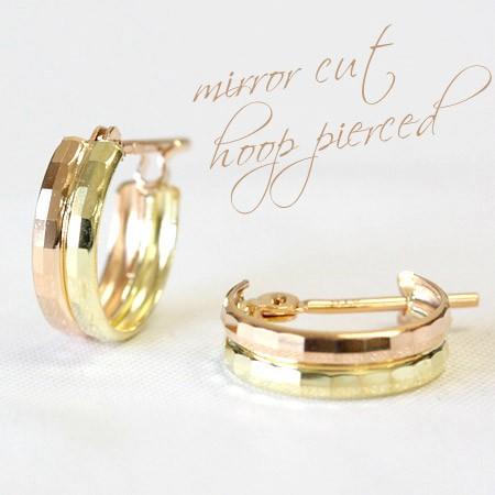 フープピアス ピアス 18金 18k k18 輪っか レディース 小さめ 3mm×10mm ミラーカ...