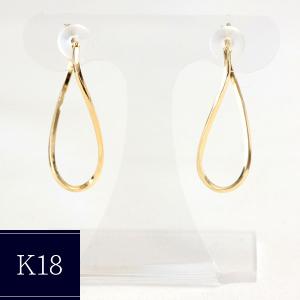 フープピアス ピアス 18k K18 18金 ゴールド レディース ひねり 楕円