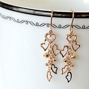 ピアス 揺れる アメリカンフック オープン ハート × ミラーボール