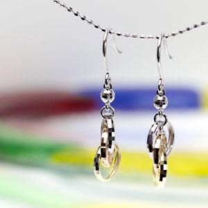 ピアス 揺れる アメリカンフックピアス スリーカラー ミラーカットリング