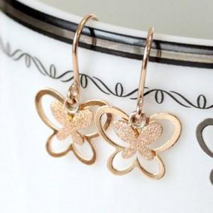 ピアス レディース 揺れる 18金 18k K18 ゴールド アメリカンフックピアス バタフライ 蝶