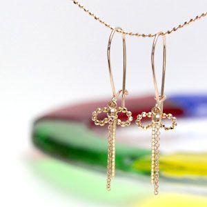 ピアス レディース 揺れる 18金 18k K18 K14 ゴールド チェーンピアス 