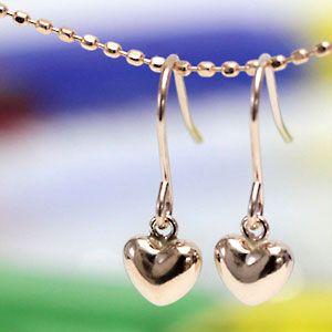 ピアス レディース 揺れる 18金 18k K18 ゴールド ハート アメリカンフックピアス