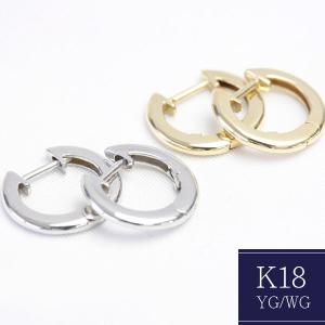 18金 フープピアス 2mm×25mm ゴールド レディース メンズ 両耳 リング