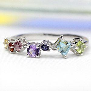 リング レディース 指輪 18金 18k K18 ゴールド アミュレット マルチカラーストーン