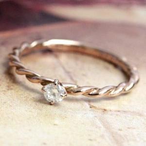 リング レディース 指輪 10金 10k K10 ゴールド ダイヤモンド ダイヤ スパイラル 0.1...