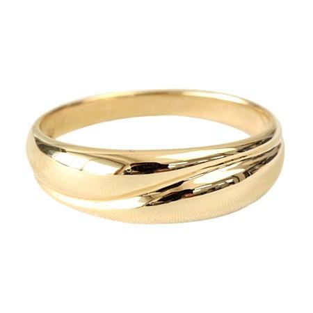地金リング レディース 指輪 18金 18k K18 ゴールド ファッションリング ぽってり斜めライ...