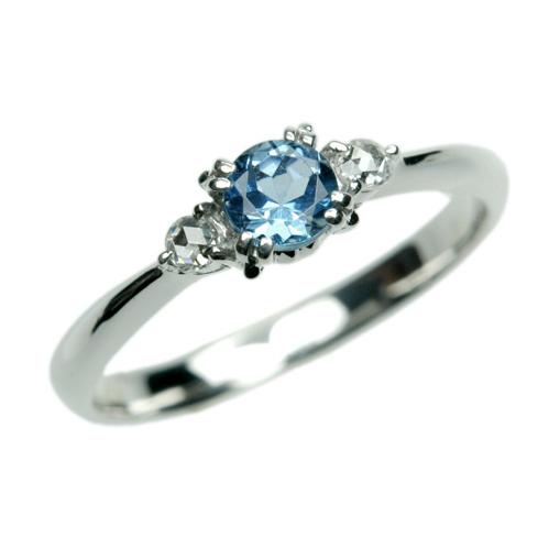 リング レディース 指輪 18金 18k K18 ゴールド アクアマリン ダイヤモンド サンタマリア...