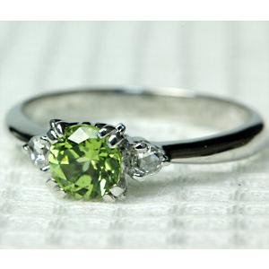 リング 18k ペリドット レディース 指輪 18金 K18 ゴールド ダイヤモンド 脇石はローズカ...