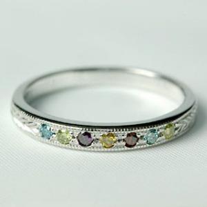 ダイヤモンド リング レディース 指輪 18金 18k K18 ゴールド アミュレット マルチカラー...