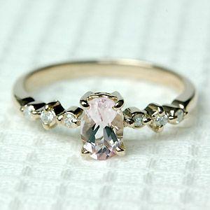 モルガナイト リング レディース 指輪 18金 18k K18 4月 ピンクアクアマリン 4.0mm...